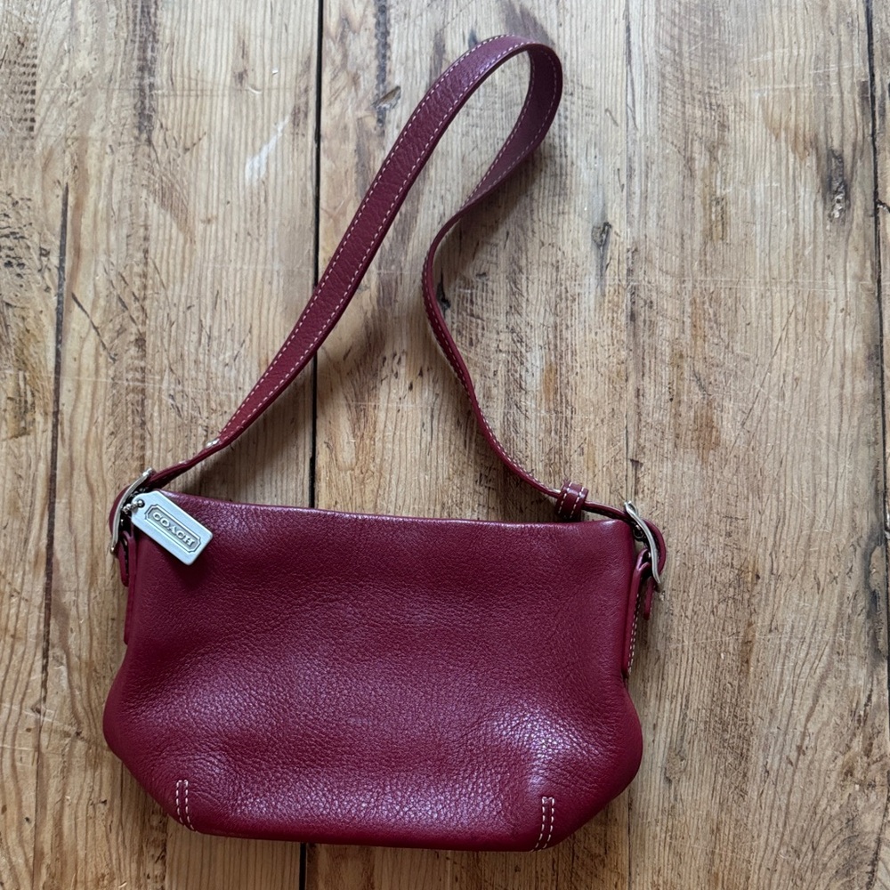 Coach Wine Red Leather Shoulder Bag